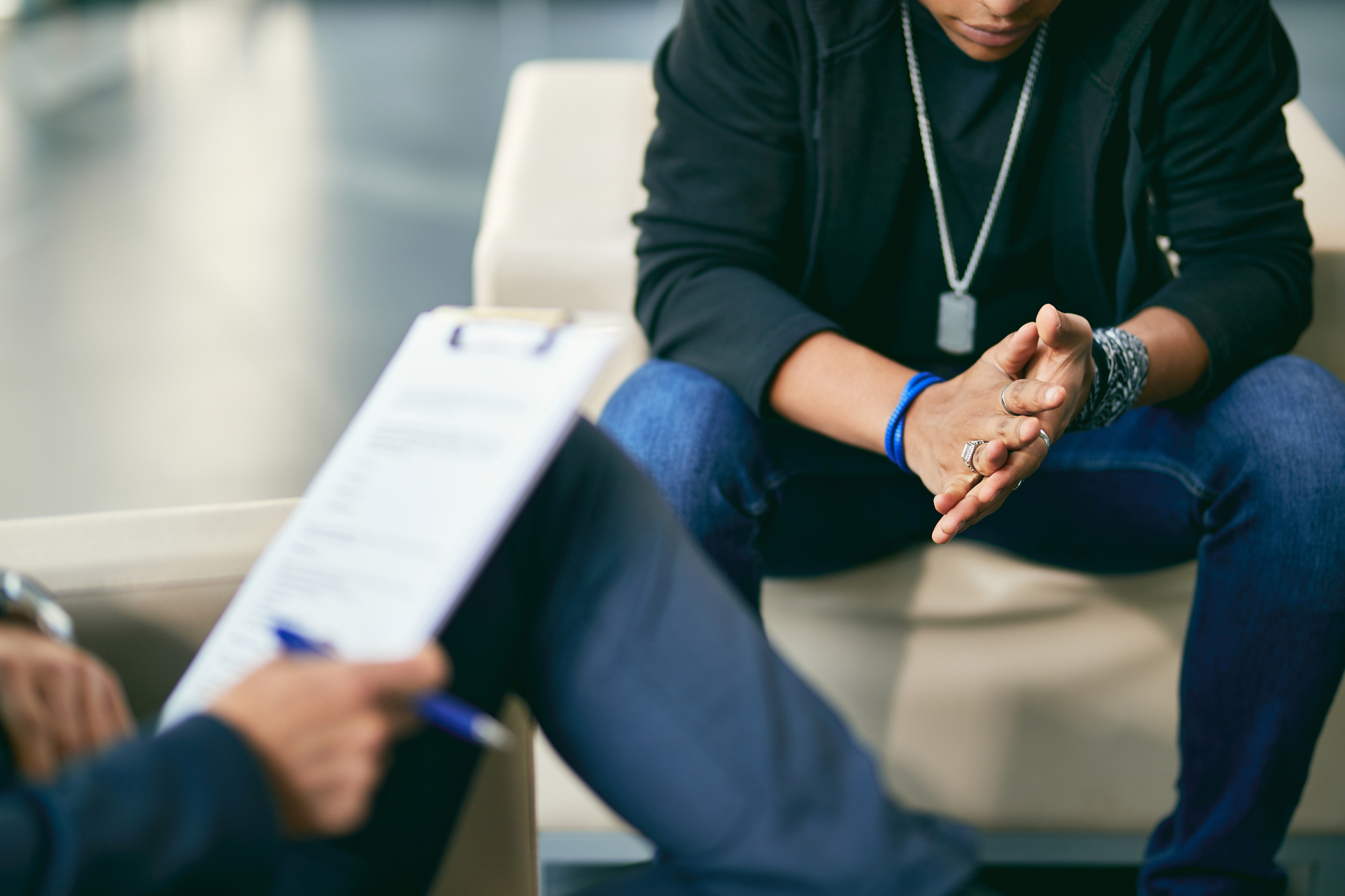 Teenage boy in therapy